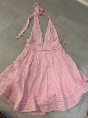 Pink Halter Tie-Back Mini Dress